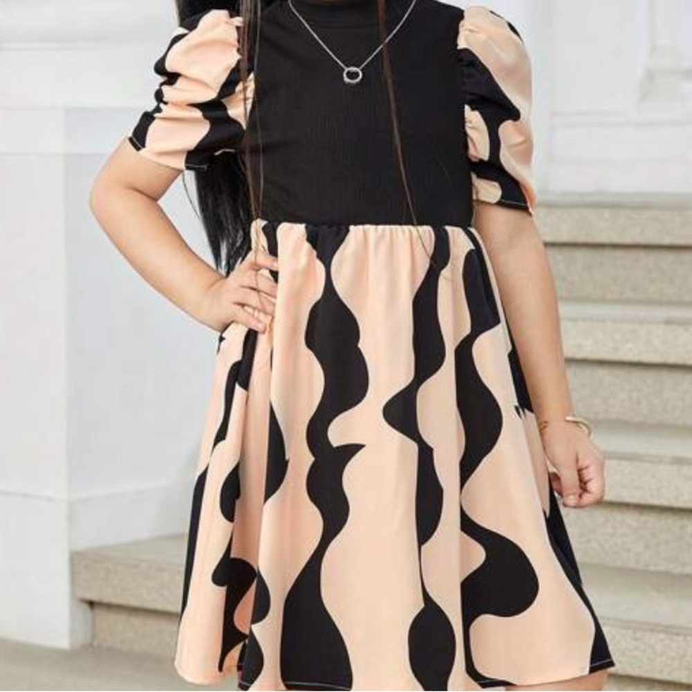 Stylish Black and Cream Kids Dress